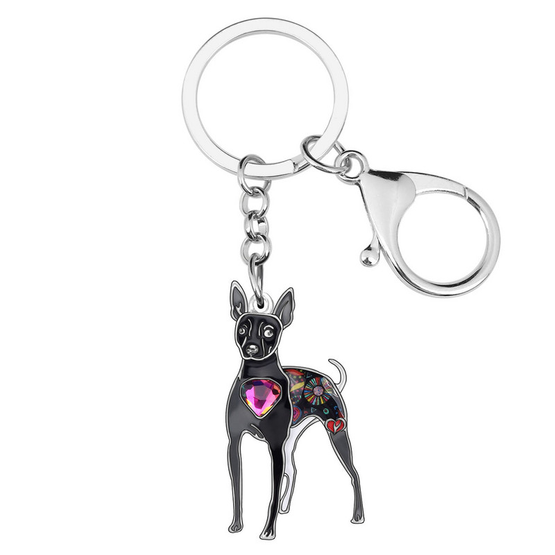 Newei smalț strass șobolan terrier câine lanț cheie animale în picioare breloc bijuterii pentru femei fete adolescenți iubitori de animale de companie accesorii