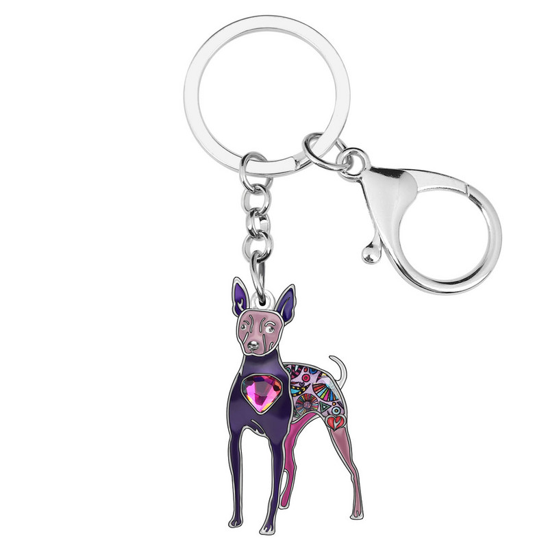 Newei smalț strass șobolan terrier câine lanț cheie animale în picioare breloc bijuterii pentru femei fete adolescenți iubitori de animale de companie accesorii