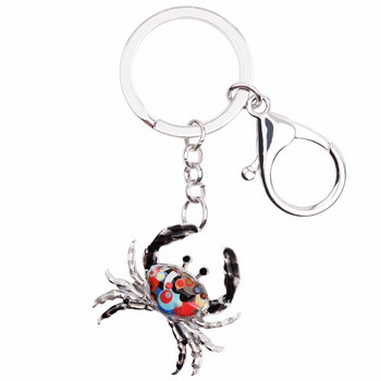 Bonsny Enamel Ocean Collection Crab Keychain Keychains Δαχτυλίδια καινοτομία Ζωικά κοσμήματα Δώρο για γυναίκες κορίτσια Γούρια Κρεμαστό τσάντα αυτοκινήτου