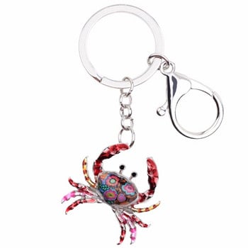 Bonsny Enamel Ocean Collection Crab Keychain Keychains Δαχτυλίδια καινοτομία Ζωικά κοσμήματα Δώρο για γυναίκες κορίτσια Γούρια Κρεμαστό τσάντα αυτοκινήτου