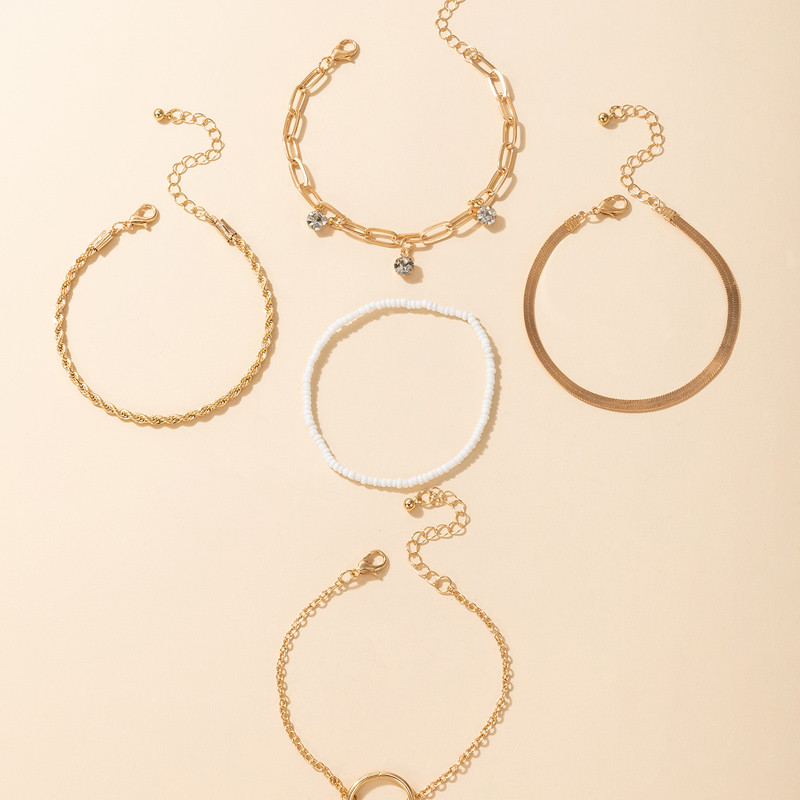 Tocona 5 buc/seturi Charms glezna cu margele pentru femei cristal stralucitor piatra ciucuri lant pentru picioare culoare aurie geometrie bijuterii de vara 17423