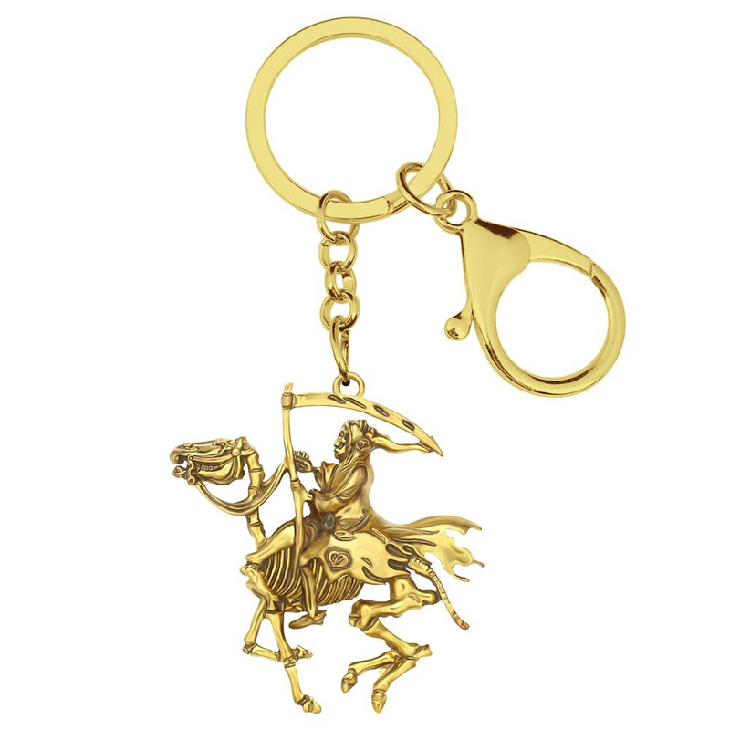 Newei Helovinas padengtas antikvariniu auksu Grim Reaper raktų pakabukai Mieli raktų pakabukai papuošalai moterims Draugui Klasikiniai dovanų piniginės priedai