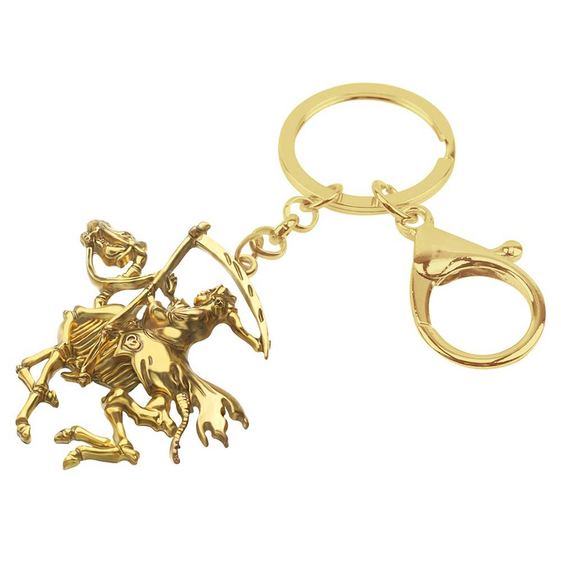 Newei Helovinas padengtas antikvariniu auksu Grim Reaper raktų pakabukai Mieli raktų pakabukai papuošalai moterims Draugui Klasikiniai dovanų piniginės priedai