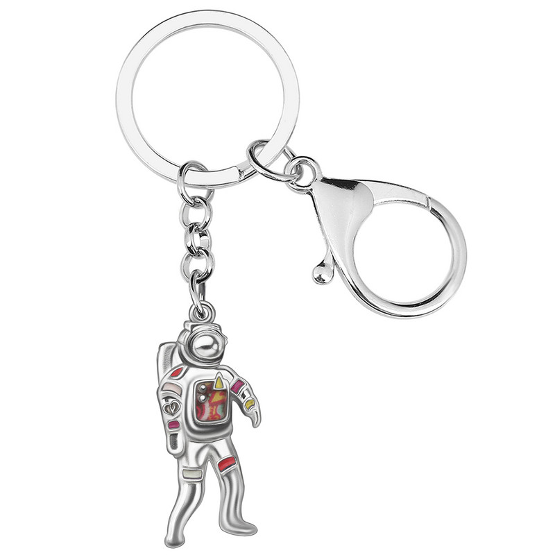 NEWEI, din aliaj emailat, cu flori, luna, astronaut, astronaut, brelocuri, geantă la modă, breloc mașină, inel, farmec, cadou, bijuterii pentru femei, bărbați, adolescenți