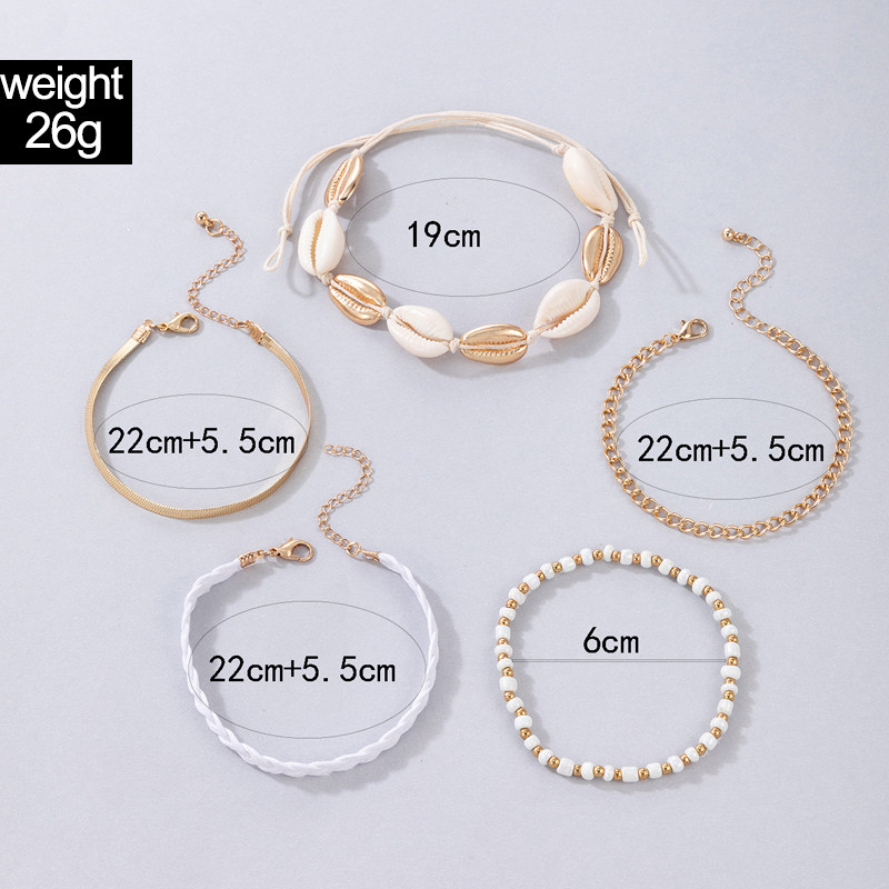 Tocona4vnt/rinkiniai Spalvingi karoliukais puošti kulkšnys moterims Vyrams Summer Shell Stone Reguliuojama virvė pėdų grandinėlė Bohemian Jewelry 21756