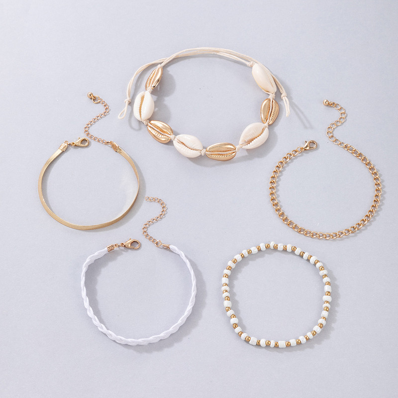 Tocona4vnt/rinkiniai Spalvingi karoliukais puošti kulkšnys moterims Vyrams Summer Shell Stone Reguliuojama virvė pėdų grandinėlė Bohemian Jewelry 21756