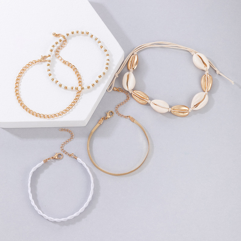 Tocona4vnt/rinkiniai Spalvingi karoliukais puošti kulkšnys moterims Vyrams Summer Shell Stone Reguliuojama virvė pėdų grandinėlė Bohemian Jewelry 21756