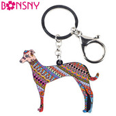 Bonsny Acrilic Statement Greyhound Dog Breloc Breloc Inel Cadou pentru Femei Fete Iubitorii de animale de companie Geanta de mașină Charm Pandantiv Bijuterii Nou