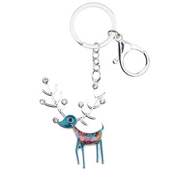 Bonsny κράμα σμάλτου Elk Deer Keychains Δαχτυλίδια καινοτόμα ζωικά κοσμήματα για γυναίκες κορίτσια Δώρο κρεμαστό τσάντα τσάντα αυτοκινήτου Charms Νέο