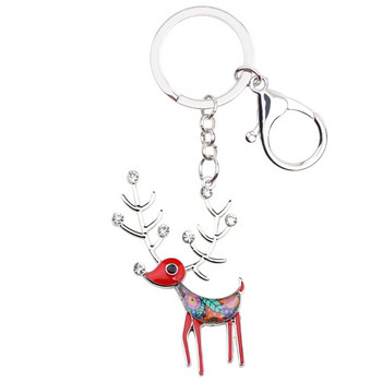 Bonsny κράμα σμάλτου Elk Deer Keychains Δαχτυλίδια καινοτόμα ζωικά κοσμήματα για γυναίκες κορίτσια Δώρο κρεμαστό τσάντα τσάντα αυτοκινήτου Charms Νέο