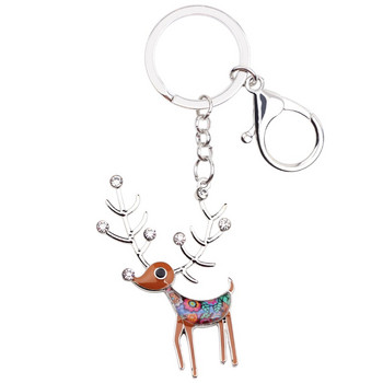 Bonsny κράμα σμάλτου Elk Deer Keychains Δαχτυλίδια καινοτόμα ζωικά κοσμήματα για γυναίκες κορίτσια Δώρο κρεμαστό τσάντα τσάντα αυτοκινήτου Charms Νέο