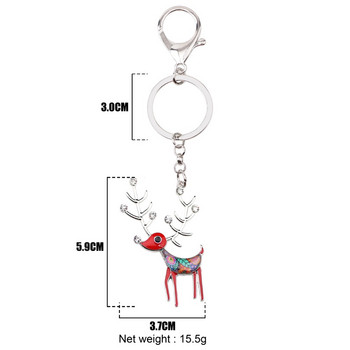 Bonsny κράμα σμάλτου Elk Deer Keychains Δαχτυλίδια καινοτόμα ζωικά κοσμήματα για γυναίκες κορίτσια Δώρο κρεμαστό τσάντα τσάντα αυτοκινήτου Charms Νέο