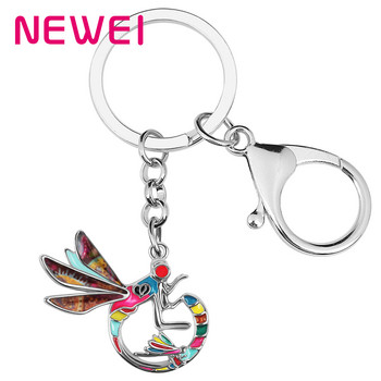 NEWEI Κράμα σμάλτου Mental Floral Baby Dragonfly Keychains Μοναδικό τσαντάκι αυτοκινήτου Δαχτυλίδι μπρελόκ κοσμήματα για γυναίκες Ανδρικό γούρι εφήβων