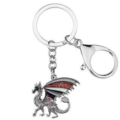 NEWEI Aliaj emailat Floral Mitic Drăguț Long Blue Dragon Brelocuri Unic Breloc Inel Bijuterii Pentru Femei Bărbați Adolescenți Charm Cadouri