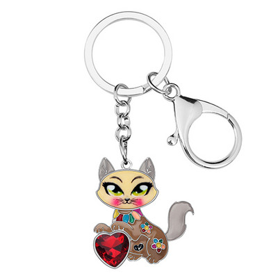 Bonsny Aliaj Email Strasuri Dulce Cat Breloc Brelocuri Suport Cristal Animal Animale de companie Bijuterii pentru Femei Fete Breloc pentru geanta Cadou