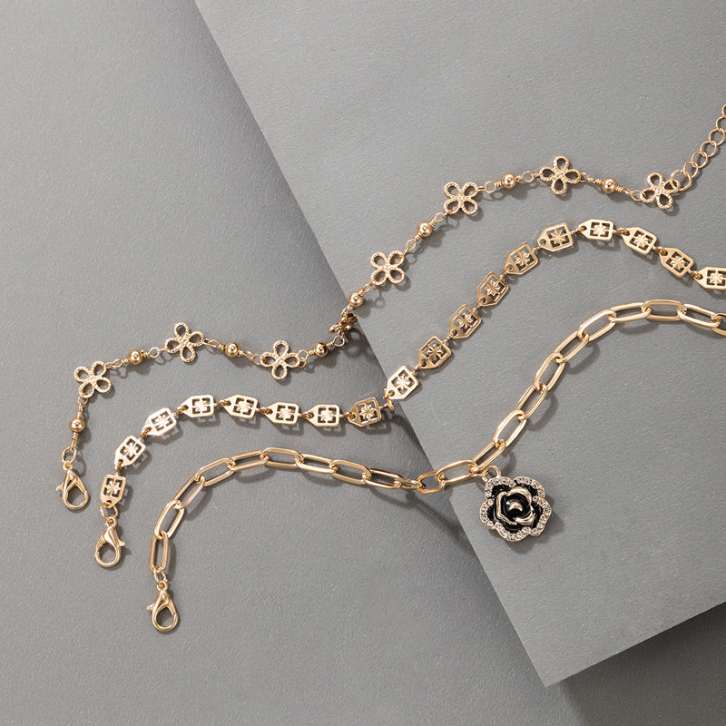 Tocona 3 buc/seturi Lanț pentru picioare cu flori de lux, din aliaj de metal, cu mărgele geoemtry, pentru femei, bijuterii, sandale desculțe 17160