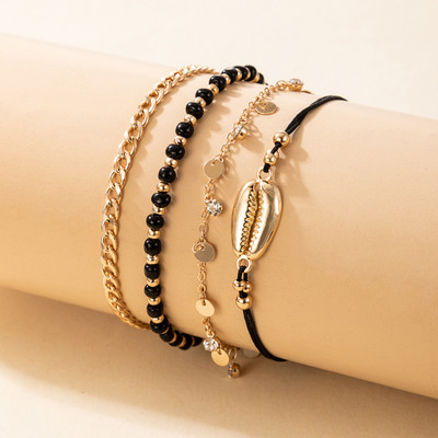 Tocona 4 buc/seturi Boho Shell margele de gleznă pentru femei Strass clar ciucuri Lanț pentru picioare de culoare auriu aliaj bijuterii din metal 17495