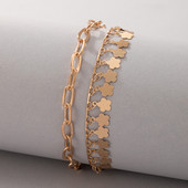 Tocona Bohemian Gold Color Wafer Anklets for Women Charms Sandale desculțe Lanț reglabil pentru picioare Bijuterii de vară En-gros 20277