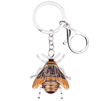 Μπρελόκ από κράμα σμάλτου Bonsny Bee Honeybee Μπρελόκ Δαχτυλίδια Μοναδικά κοσμήματα ζώων Δώρα για Γυναίκες Κορίτσια Τσάντα Γούρια Θήκη αυτοκινήτου