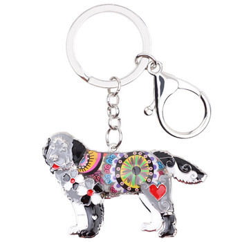 Μπρελόκ από κράμα Bonsny Newfoundland Dog Chain Keychains Δαχτυλίδι για γυναίκες κορίτσια Τσάντα δώρου Γούρια αυτοκινήτου Κρεμαστό Μόδα Ζωικά κοσμήματα