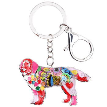 Μπρελόκ από κράμα Bonsny Newfoundland Dog Chain Keychains Δαχτυλίδι για γυναίκες κορίτσια Τσάντα δώρου Γούρια αυτοκινήτου Κρεμαστό Μόδα Ζωικά κοσμήματα