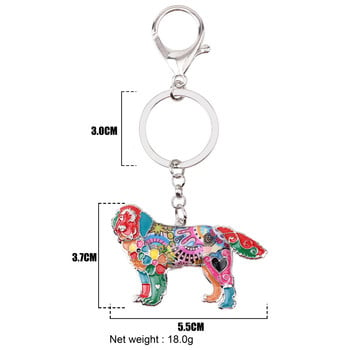 Μπρελόκ από κράμα Bonsny Newfoundland Dog Chain Keychains Δαχτυλίδι για γυναίκες κορίτσια Τσάντα δώρου Γούρια αυτοκινήτου Κρεμαστό Μόδα Ζωικά κοσμήματα