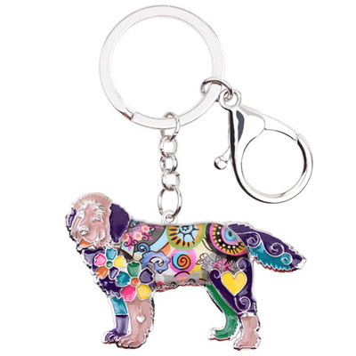 Bonsny emajl Legura Newfoundland pas Privjesci za ključeve Prsten za žene Djevojke Poklon torba Privjesci za automobile Modni životinjski nakit