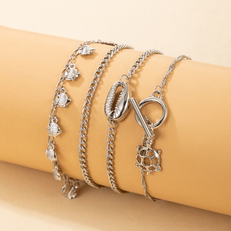 Tocona Tocona Cochilii Boeme Pește Ciciucuri gleznele pentru femei Din aliaj cu geometrie goală Broasca țestoasă Animal Beach Party Bijuterii 4buc/seturi 18784