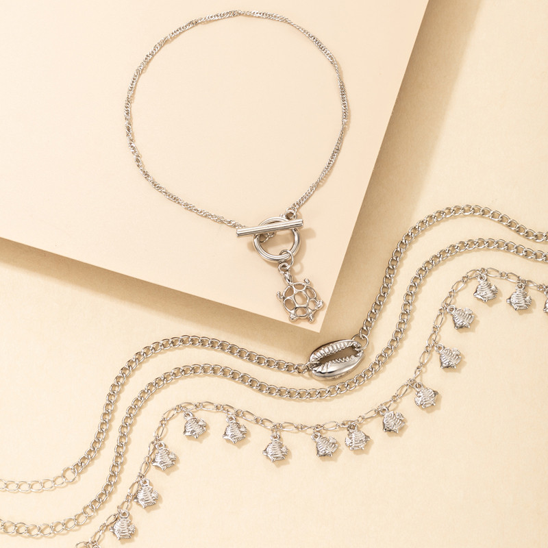 Tocona Tocona Cochilii Boeme Pește Ciciucuri gleznele pentru femei Din aliaj cu geometrie goală Broasca țestoasă Animal Beach Party Bijuterii 4buc/seturi 18784