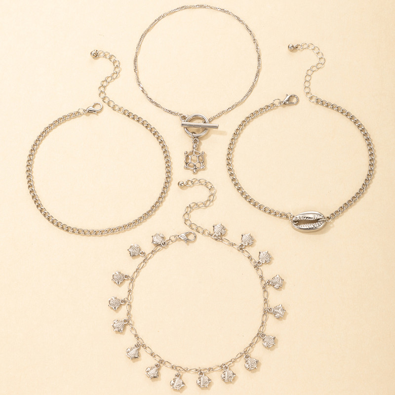 Tocona Tocona Cochilii Boeme Pește Ciciucuri gleznele pentru femei Din aliaj cu geometrie goală Broasca țestoasă Animal Beach Party Bijuterii 4buc/seturi 18784