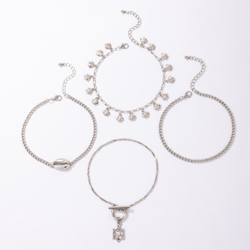 Tocona Tocona Cochilii Boeme Pește Ciciucuri gleznele pentru femei Din aliaj cu geometrie goală Broasca țestoasă Animal Beach Party Bijuterii 4buc/seturi 18784