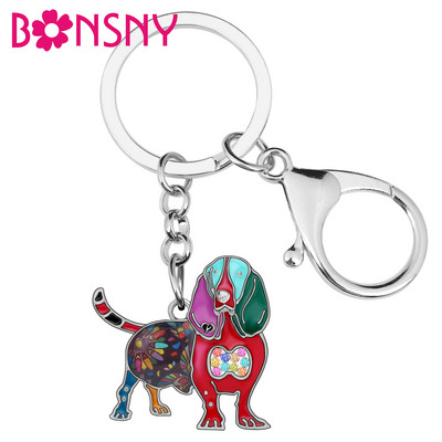 Brelocuri pentru câini din aliaj emailat Weveni Basset Hound, brelocuri cu animale drăguțe, bijuterii pentru doamne, fete, adolescenți, geantă, accesorii pentru chei de mașină
