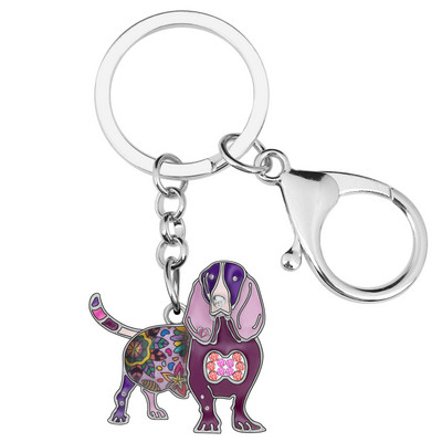 Brelocuri pentru câini din aliaj emailat Weveni Basset Hound, brelocuri cu animale drăguțe, bijuterii pentru doamne, fete, adolescenți, geantă, accesorii pentru chei de mașină