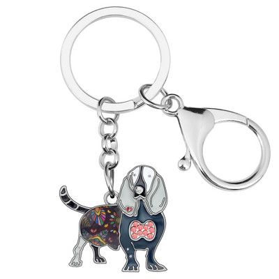 Brelocuri pentru câini din aliaj emailat Weveni Basset Hound, brelocuri cu animale drăguțe, bijuterii pentru doamne, fete, adolescenți, geantă, accesorii pentru chei de mașină