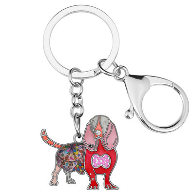 Brelocuri pentru câini din aliaj emailat Weveni Basset Hound, brelocuri cu animale drăguțe, bijuterii pentru doamne, fete, adolescenți, geantă, accesorii pentru chei de mașină