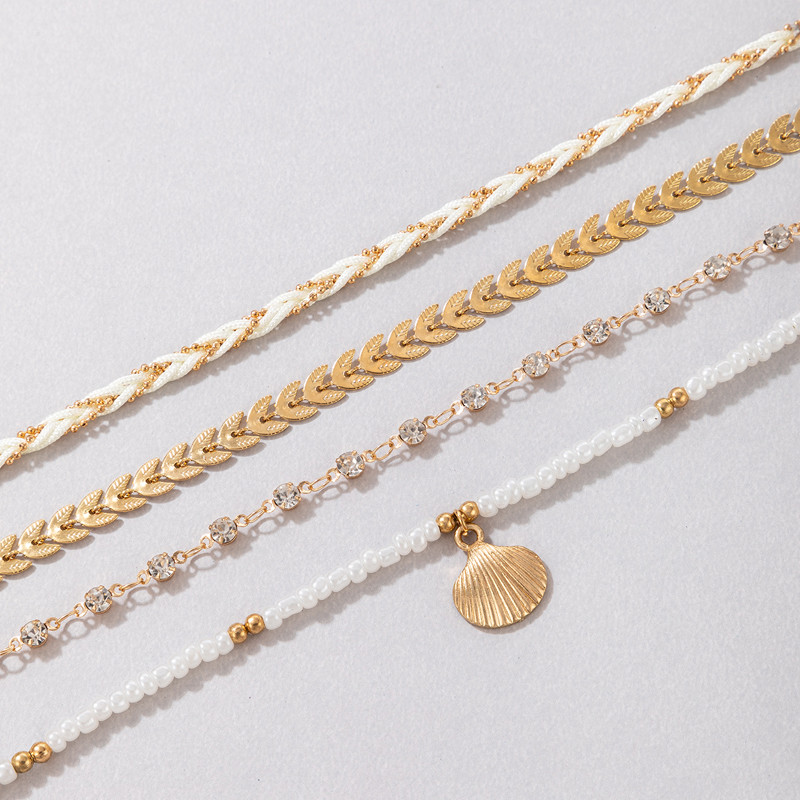 Tocona gleznele colorate cu margele pentru femei Brelocuri cochilii cireșe frânghie lucrate manual Lanț reglabil pentru picioare Accesorii de bijuterii boeme