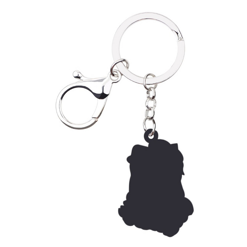 Bonsny Acrilic Elegant Yorkshire Terrier Câine Breloc Breloc Inele Bijuterii Pentru Femei Fete Doamne Poșetă Brelocuri Mașină 2018 Nou