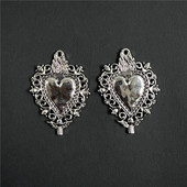 6 bucăți de culoare argint/aurie brelocuri inimă sacră pandantive tradiționale Corazon accesoriu pentru fabricarea de bijuterii lucrate manual DIY