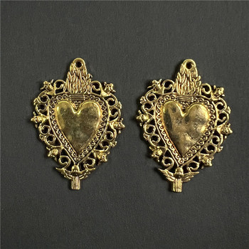 6 бр. Сребърен/златен цвят Sacred Heart Charms Традиционни висулки Corazon Направи си сам ръчно изработени аксесоари за изработка на бижута