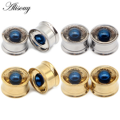 Alisouy 2PCS Винт Planet orbit Тапи за уши Тунели Разширител от неръждаема стомана Flesh Gauges Моден пиърсинг Бижута за тяло Подарък
