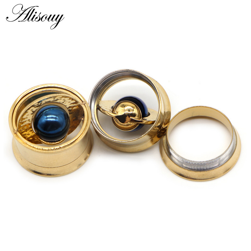 Alisouy 2 buc șurub Planet orbita dopuri pentru urechi tuneluri expansor din oțel inoxidabil calibre pentru carne piercing la modă cadou pentru bijuterii pentru corp