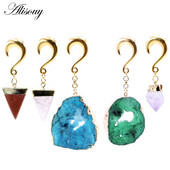 Alisouy 1 buc din oțel inoxidabil pentru greutatea urechii triunghi piatră naturală dangle dop pentru urechi tuneluri extensie targi piercing bijuterii pentru corp