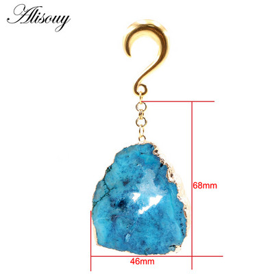 Alisouy 1 buc din oțel inoxidabil pentru greutatea urechii triunghi piatră naturală dangle dop pentru urechi tuneluri extensie targi piercing bijuterii pentru corp