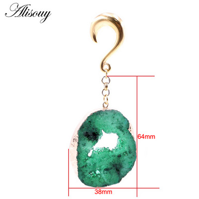 Alisouy 1 buc din oțel inoxidabil pentru greutatea urechii triunghi piatră naturală dangle dop pentru urechi tuneluri extensie targi piercing bijuterii pentru corp