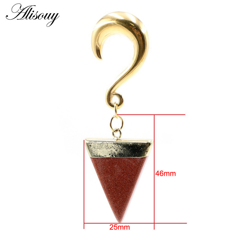 Alisouy 1 buc din oțel inoxidabil pentru greutatea urechii triunghi piatră naturală dangle dop pentru urechi tuneluri extensie targi piercing bijuterii pentru corp