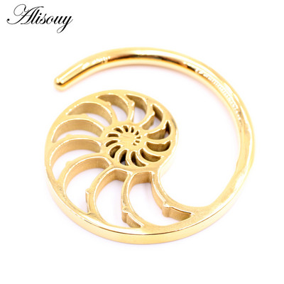 Alisouy 1PC Oțel inoxidabil Hollow Spiral Melc Helix Urechi Greutăți Expander Stretcher Plugs Gauge Cercei Body Piercing Bijuterii