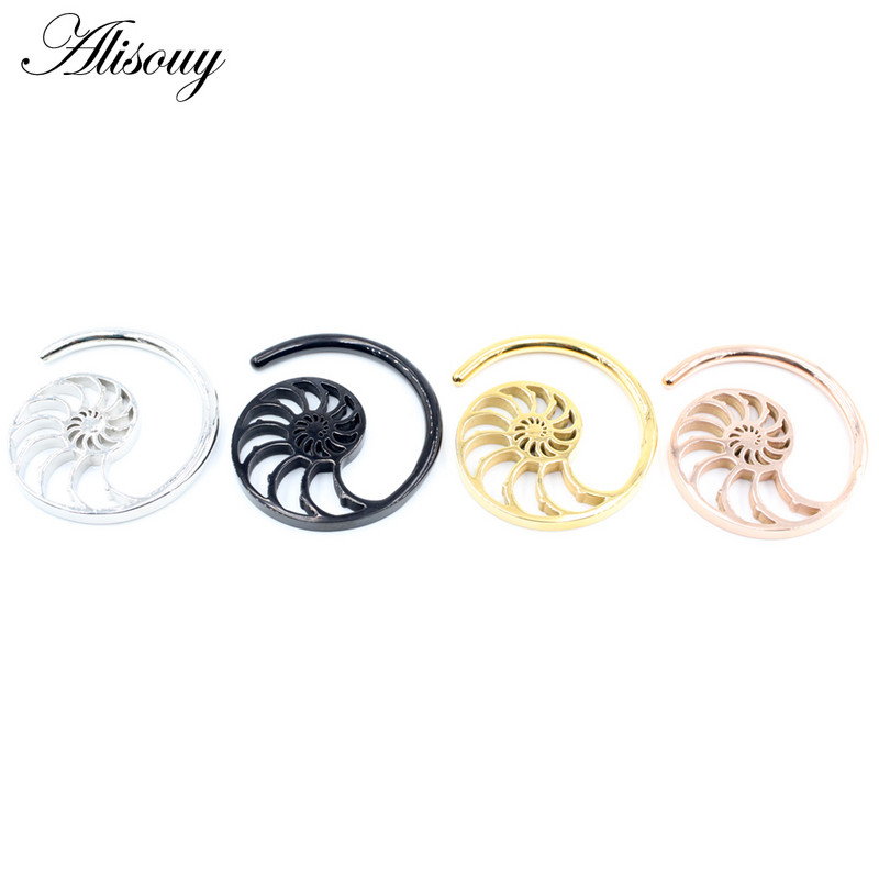 Alisouy 1PC Oțel inoxidabil Hollow Spiral Melc Helix Urechi Greutăți Expander Stretcher Plugs Gauge Cercei Body Piercing Bijuterii