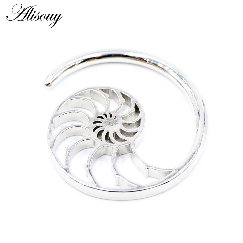 Alisouy 1PC Oțel inoxidabil Hollow Spiral Melc Helix Urechi Greutăți Expander Stretcher Plugs Gauge Cercei Body Piercing Bijuterii