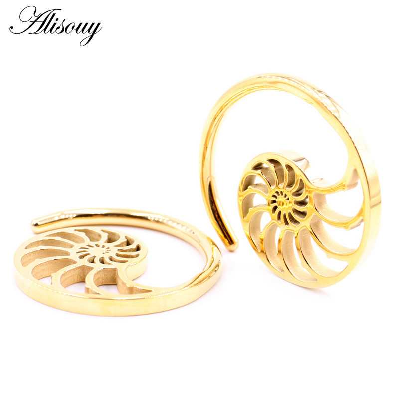 Alisouy 1PC Oțel inoxidabil Hollow Spiral Melc Helix Urechi Greutăți Expander Stretcher Plugs Gauge Cercei Body Piercing Bijuterii