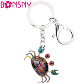 Bonsny emajlirani metalni privjesak za ključeve s račićima, privjesci za ključeve, prsten, torbica, torba, privjesci, novitet, oceanski životinjski nakit za žene, djevojke, pokloni na veliko